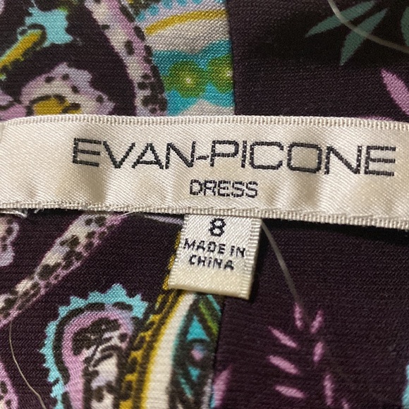 EVAN PICONE PURPLE / Green Fleur de’ Lis PRINT Dress Juniors Sz 8 - Picture 5 of 7